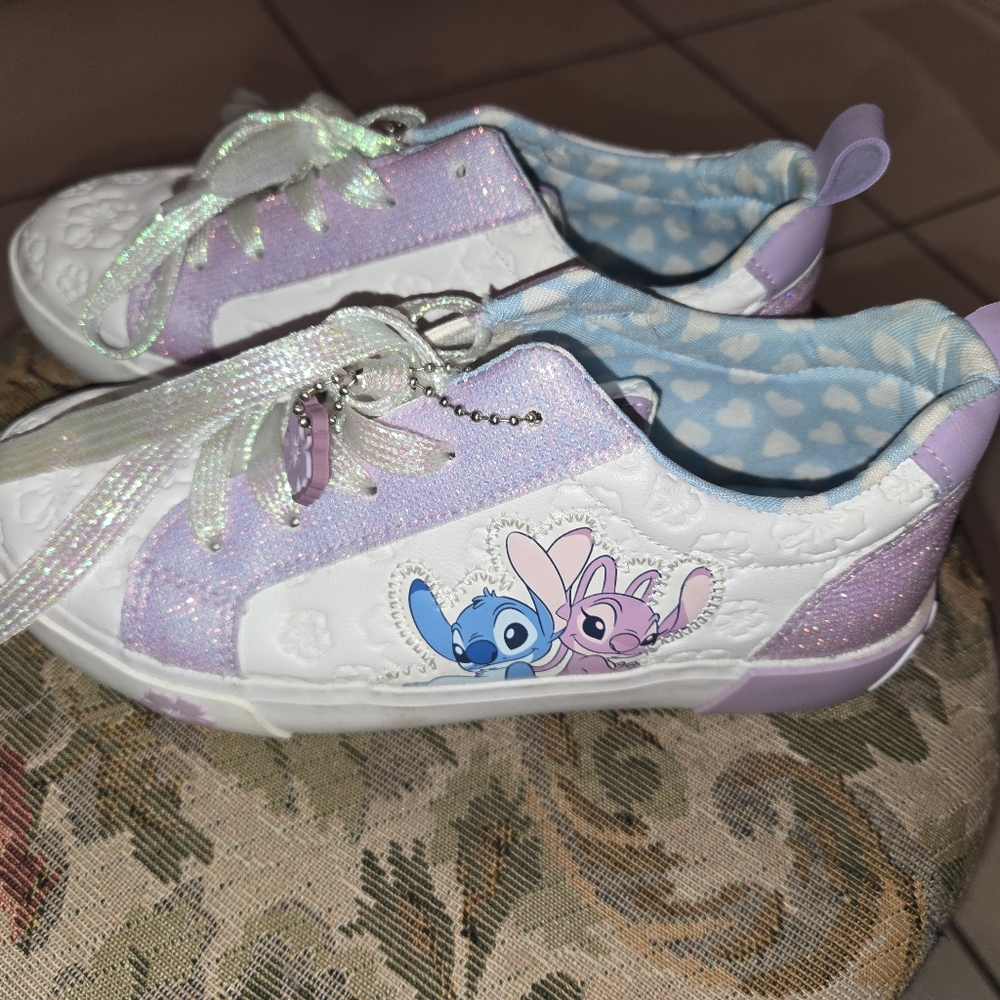 Disney White and Purple Sneakers with Cartoon Characters